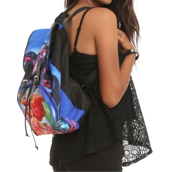 Disney X Loungefly The Little Mermaid Ariel Princess Slouch Backpack Ursula Bag - Picture 7 of 16